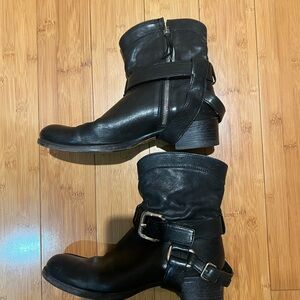 Miu Miu Moto Black Leather Ankle Boots